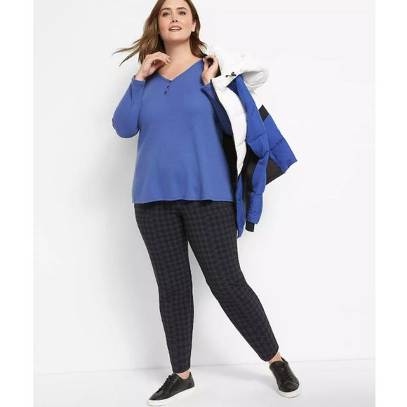 Houndstooth Cropped Ankle Pants Classic Stretch Fabric Womens Size 20 Blue Black - Picture 5 of 6